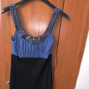 Soprano Blue & black embellished dress, Medium